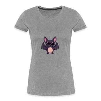 Fledermaus Halloween - Frauen Premium Bio T-Shirt - Grau meliert - Vorne - Mia (176cm)