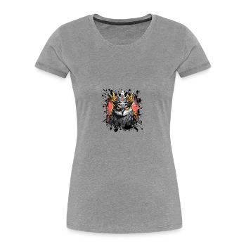 Tête de hibou Portrait Couronne - T-shirt bio Premium Femme - gris chiné - Devant - Mia (176cm)