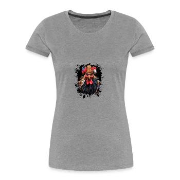 Rooster Head Portrait Crown - Women's Premium Organic T-Shirt - heather grey - Front - Mia (176cm)
