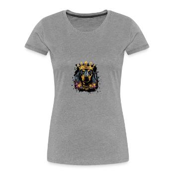 Teckel Tête de chien Portrait Teckel Couronne - T-shirt bio Premium Femme - gris chiné - Devant - Mia (176cm)