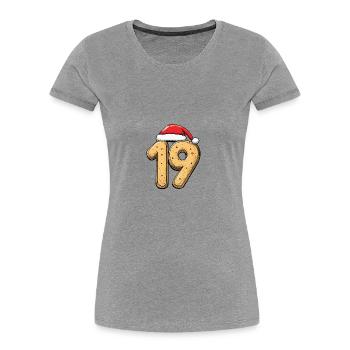 19 Zahl Weihnachten - Frauen Premium Bio T-Shirt - Grau meliert - Vorne - Mia (176cm)