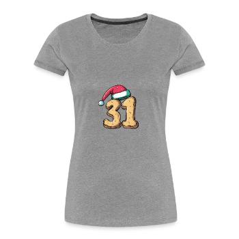 31 Nombre Noël - T-shirt bio Premium Femme - gris chiné - Devant - Mia (176cm)