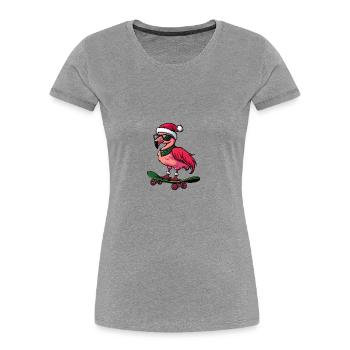 Flamingo Weihnachten Lustig - Frauen Premium Bio T-Shirt - Grau meliert - Vorne - Mia (176cm)