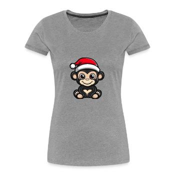 Monkey Christmas Cute - Women's Premium Organic T-Shirt - heather grey - Front - Mia (176cm)