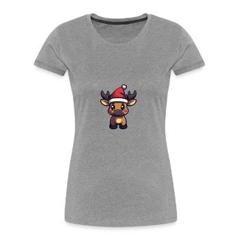 Elch Weihnachten Niedlich - Frauen Premium Bio T-Shirt - Grau meliert - Vorne - Mia (176cm)