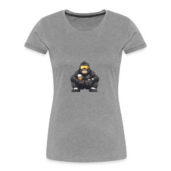 Bière Gorilla Ski - T-shirt bio Premium Femme - gris chiné - Devant - Mia (176cm)