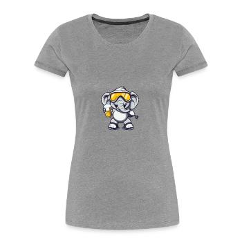 Elefant Ski Bier - Frauen Premium Bio T-Shirt - Grau meliert - Vorne - Mia (176cm)
