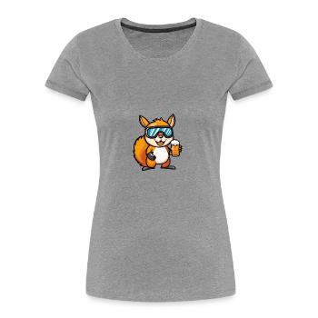 Eichhörnchen Ski Bier - Frauen Premium Bio T-Shirt - Grau meliert - Vorne - Mia (176cm)