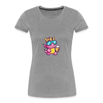 Drache Ski Bier - Frauen Premium Bio T-Shirt - Grau meliert - Vorne - Mia (176cm)