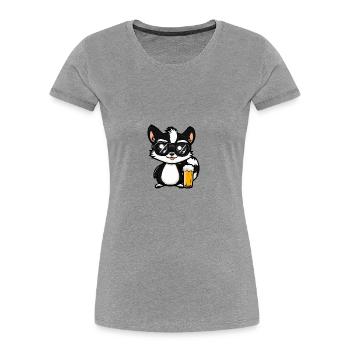 Skunk Ski Bière - T-shirt bio Premium Femme - gris chiné - Devant - Mia (176cm)
