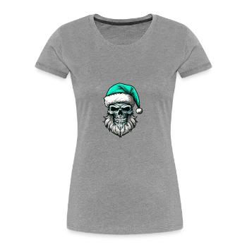 Santa Claus Skull - Women's Premium Organic T-Shirt - heather grey - Front - Mia (176cm)