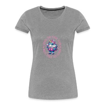 Après-ski Unicorn Girls Team - T-shirt bio Premium Femme - gris chiné - Devant - Mia (176cm)