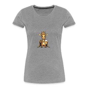 Girafe Bière Drôle - T-shirt bio Premium Femme - gris chiné - Devant - Mia (176cm)