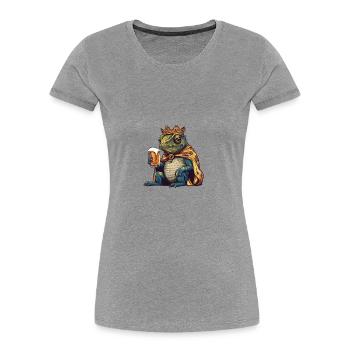 Chameleon Bière Drôle - T-shirt bio Premium Femme - gris chiné - Devant - Mia (176cm)