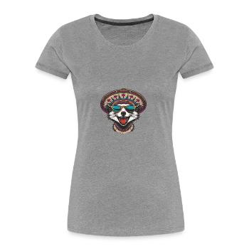 Suricate Drôle Sombrero - T-shirt bio Premium Femme - gris chiné - Devant - Mia (176cm)