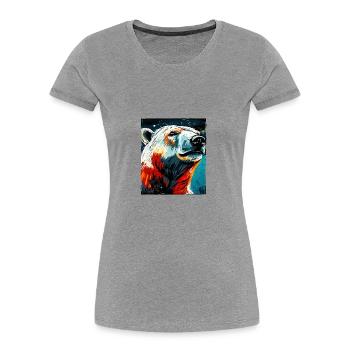 Polar Bear Portrait Polar Bear - Women's Premium Organic T-Shirt - heather grey - Front - Mia (176cm)