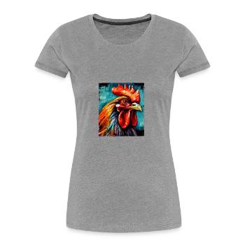 Hahn Porträt - Frauen Premium Bio T-Shirt - Grau meliert - Vorne - Mia (176cm)