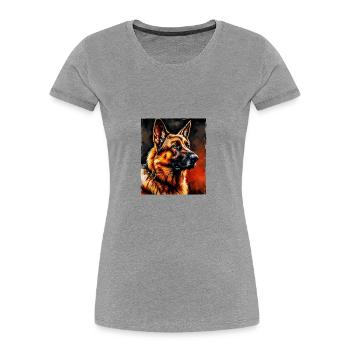 German Shepherd Dog Portrait - Women's Premium Organic T-Shirt - heather grey - Front - Mia (176cm)