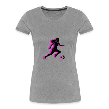 Soccer Woman Symbol Soccer Player Woman - Women's Premium Organic T-Shirt - heather grey - Front - Mia (176cm)