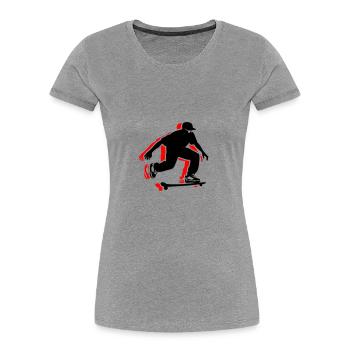Skateboarding Man Symbol Skateboard - Women's Premium Organic T-Shirt - heather grey - Front - Mia (176cm)