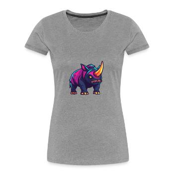 Rhino Halloween Bande dessinée Zombie - T-shirt bio Premium Femme - gris chiné - Devant - Mia (176cm)