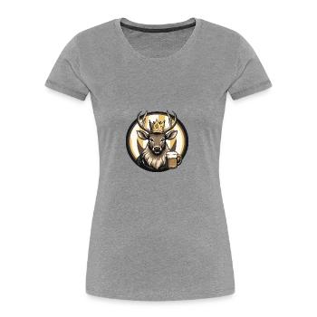 Bande dessinée de bière de cerf - T-shirt bio Premium Femme - gris chiné - Devant - Mia (176cm)