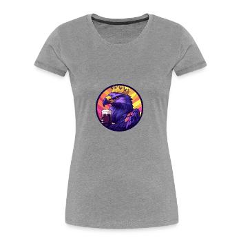 Harpyie Vogel Bier Comic - Frauen Premium Bio T-Shirt - Grau meliert - Vorne - Mia (176cm)