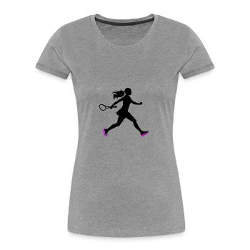 Icône du joueur de tennis - T-shirt bio Premium Femme - gris chiné - Devant - Mia (176cm)