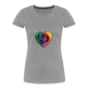 Mastiff Hund Herz Liebe - Frauen Premium Bio T-Shirt - Grau meliert - Vorne - Mia (176cm)