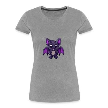 Chauve-souris Halloween Dessin animé drôle - T-shirt bio Premium Femme - gris chiné - Devant - Mia (176cm)