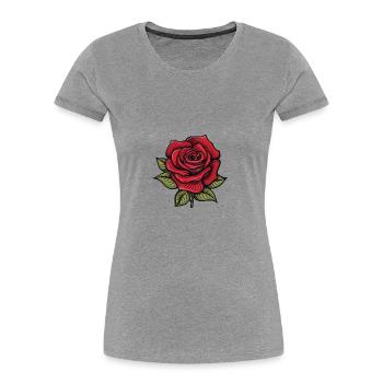 Fleur de rose - T-shirt bio Premium Femme - gris chiné - Devant - Mia (176cm)