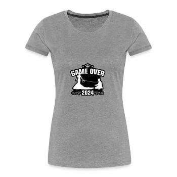 Game Over 2024 Hochzeit - Frauen Premium Bio T-Shirt - Grau meliert - Vorne - Mia (176cm)
