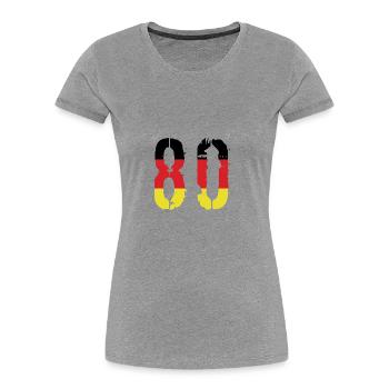 Maillot 80 Numéro Allemagne - T-shirt bio Premium Femme - gris chiné - Devant - Mia (176cm)