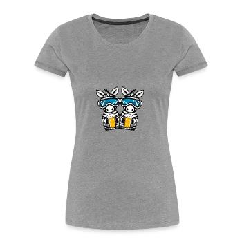 Zebra Ski Team Bier - Frauen Premium Bio T-Shirt - Grau meliert - Vorne - Mia (176cm)