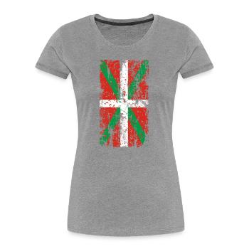 Worn Basque Country flag. Ikurriña. - Women's Premium Organic T-Shirt - heather grey - Front - Mia (176cm)