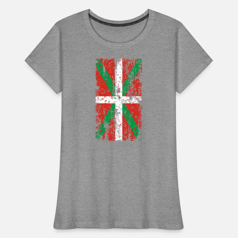 Drapeau Pays Basque usé. Ikurriña. T-shirt bio Premium Femme