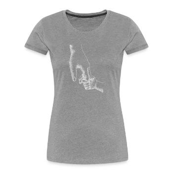 Eltern Kind Hände halten - Frauen Premium Bio T-Shirt - Grau meliert - Vorne - Mia (176cm)