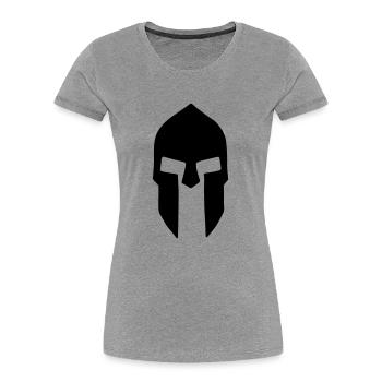 spartan_helmet - Frauen Premium Bio T-Shirt - Grau meliert - Vorne - Mia (176cm)