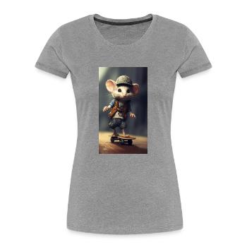 Skatermaus - Frauen Premium Bio T-Shirt - Grau meliert - Vorne - Mia (176cm)