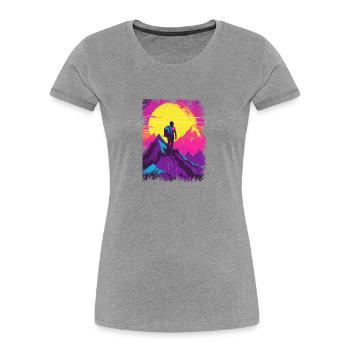 Hiking, Mountain, Mountaineering, Climbing, Nature - Women's Premium Organic T-Shirt - heather grey - Front - Mia (176cm)