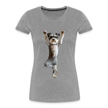 Schnauzer - Frauen Premium Bio T-Shirt - Grau meliert - Vorne - Mia (176cm)