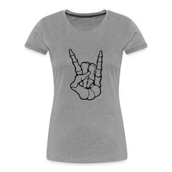 Metalhand / Pommesgabel / Metal - Frauen Premium Bio T-Shirt - Grau meliert - Vorne - Mia (176cm)