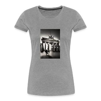 Berlin black White - Frauen Premium Bio T-Shirt - Grau meliert - Vorne - Mia (176cm)