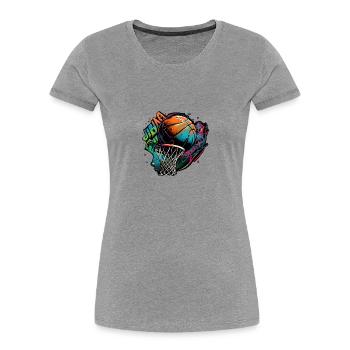 Graffiti de basket-ball coloré - T-shirt bio Premium Femme - gris chiné - Devant - Mia (176cm)
