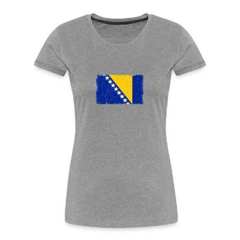 Bosnien und Herzegowina Bosnische Flagge Vintage - Frauen Premium Bio T-Shirt - Grau meliert - Vorne - Mia (176cm)