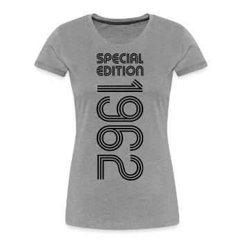 Édition spéciale 1962 - Anniversaire 1962 Changement de couleur - T-shirt bio Premium Femme - gris chiné - Devant - Mia (176cm)
