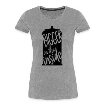 Bigger on the inside - Women's Premium Organic T-Shirt - heather grey - Front - Mia (176cm)