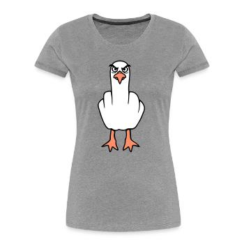 Mouette majeur insulte doigt puant vilain - T-shirt bio Premium Femme - gris chiné - Devant - Mia (176cm)