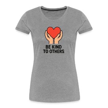 Hands Holding Heart of Kindness - Women's Premium Organic T-Shirt - heather grey - Front - Mia (176cm)