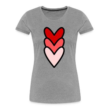 HERZ. HERZ. VALENTINSTAG. LIEBE. LIEBE. PAAR. - Frauen Premium Bio T-Shirt - Grau meliert - Vorne - Mia (176cm)